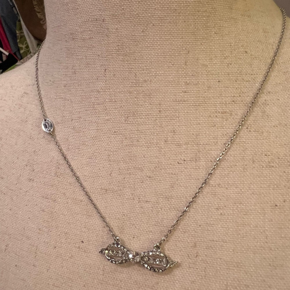 Juicy Couture Silver Bow Necklace EUC